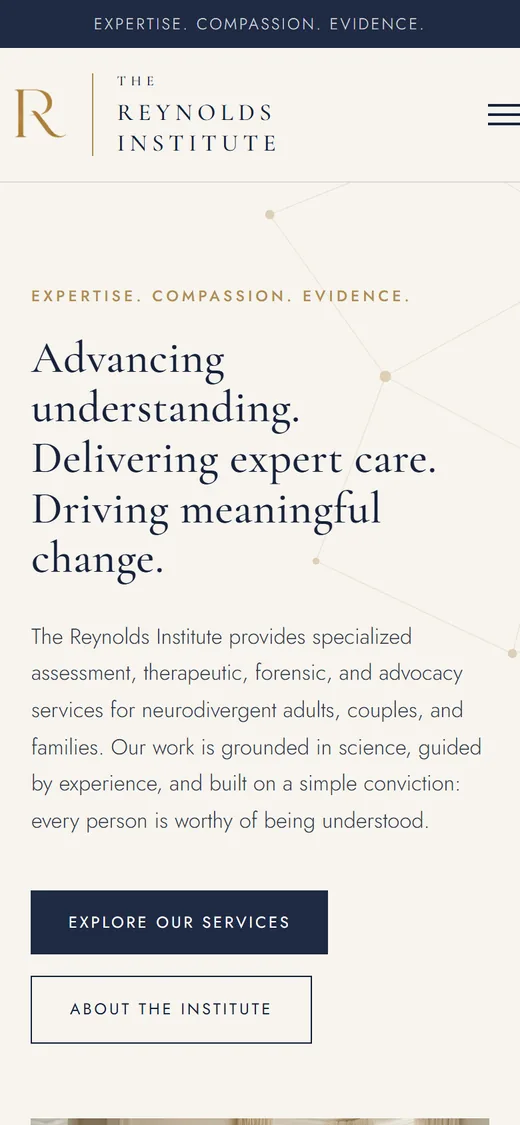 The Reynolds Institute home page on a phone